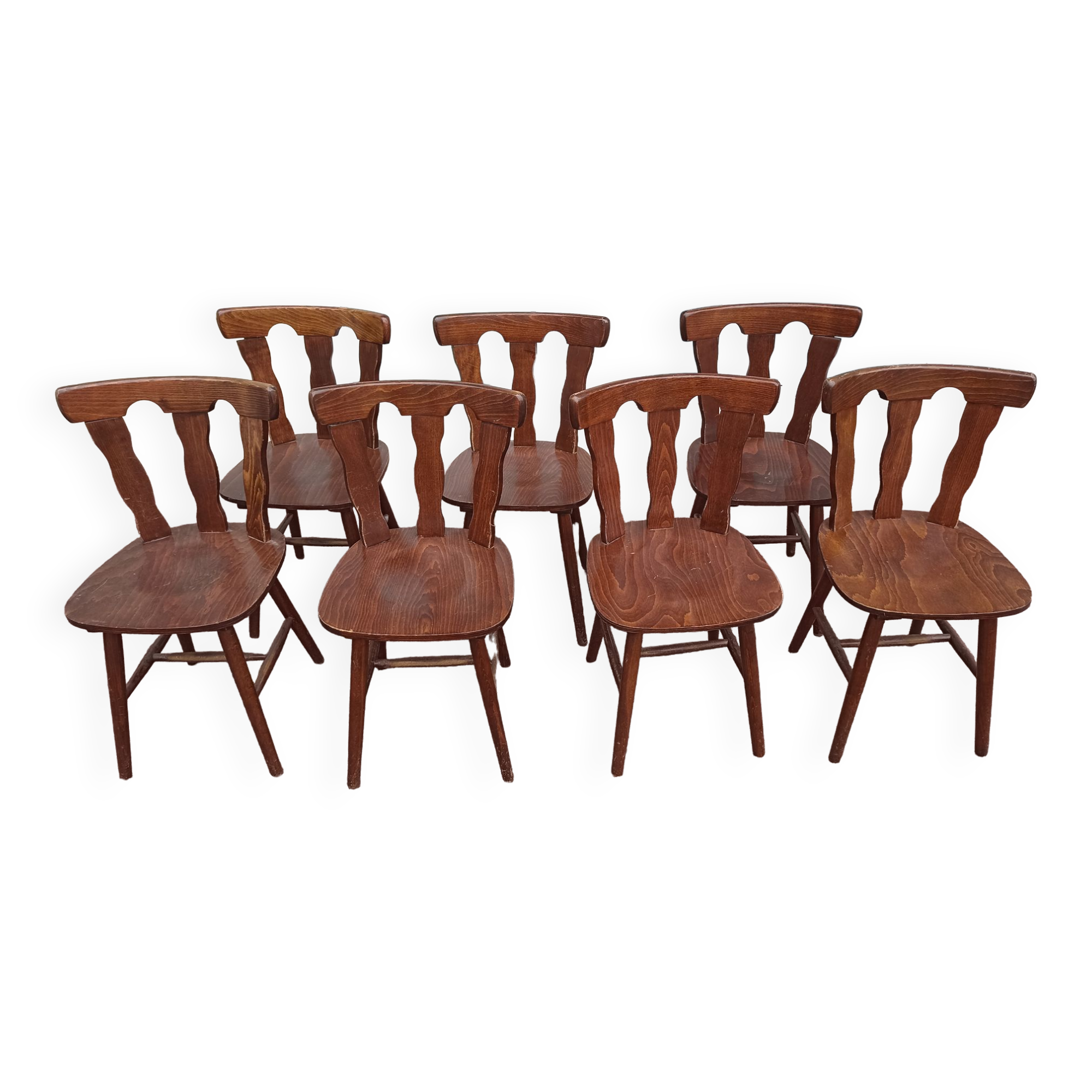 Lot 7 chaises de bistrot bois, année 70/80/90