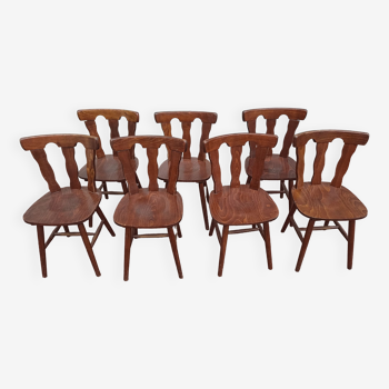 Lot 7 chaises de bistrot bois, année 70/80/90