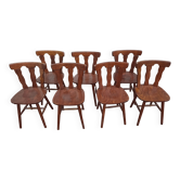 Lot 7 wooden bistro chairs, year 70/80/90