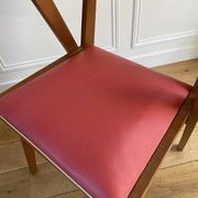 Vintage armchair from the 50s/60s – wood & red faux leather – Scandinavian style