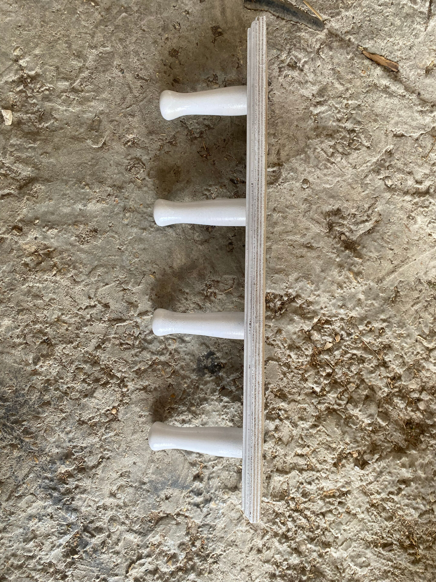 Patère Ancienne Porte Manteau Mural x4 Bois Blanc Vintage #E433