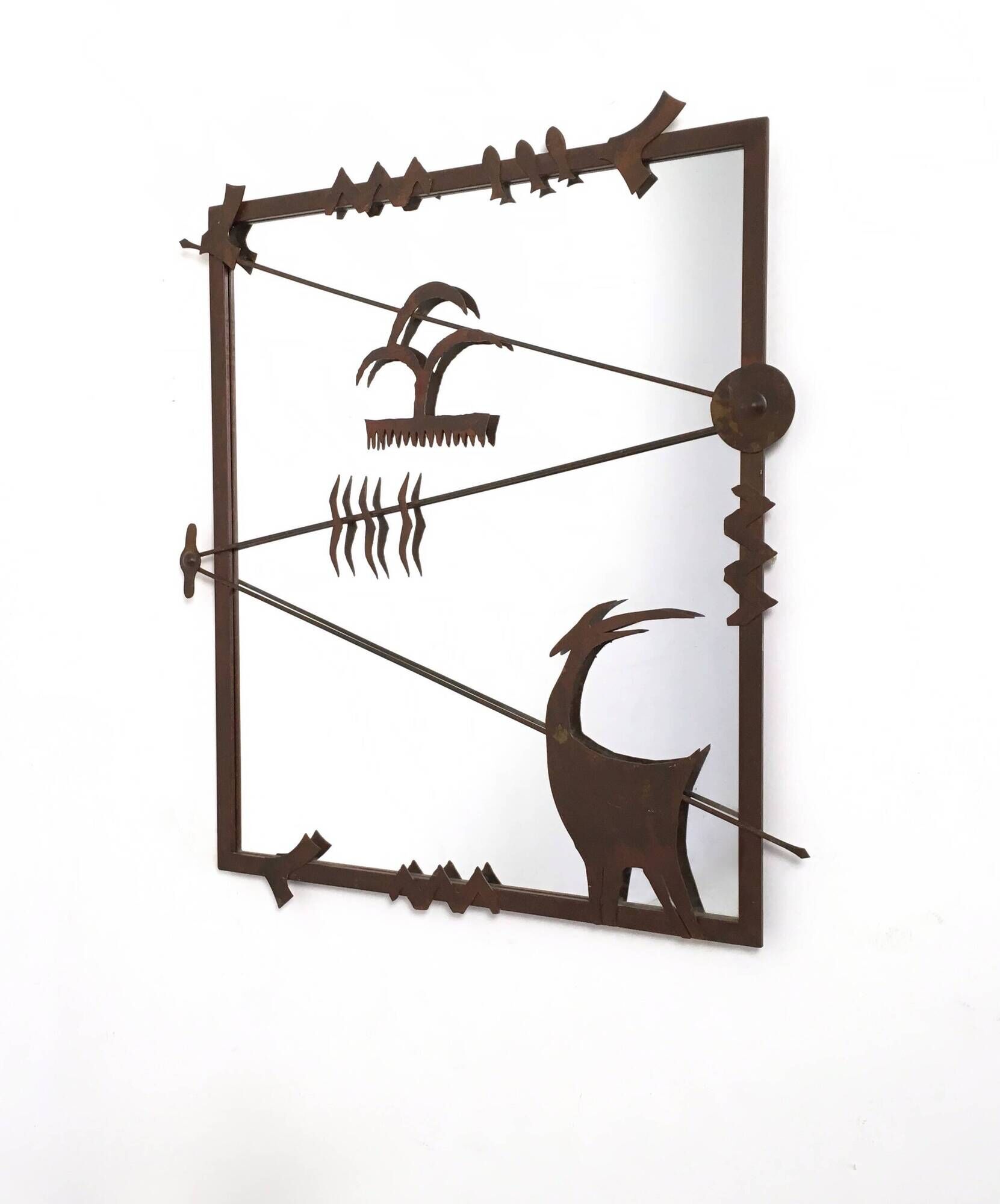 Contemporary Wall Mirror with Iron Frame, Italy