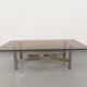 Vintage coffee table in smoked glass and brushed cast aluminum from the 70s