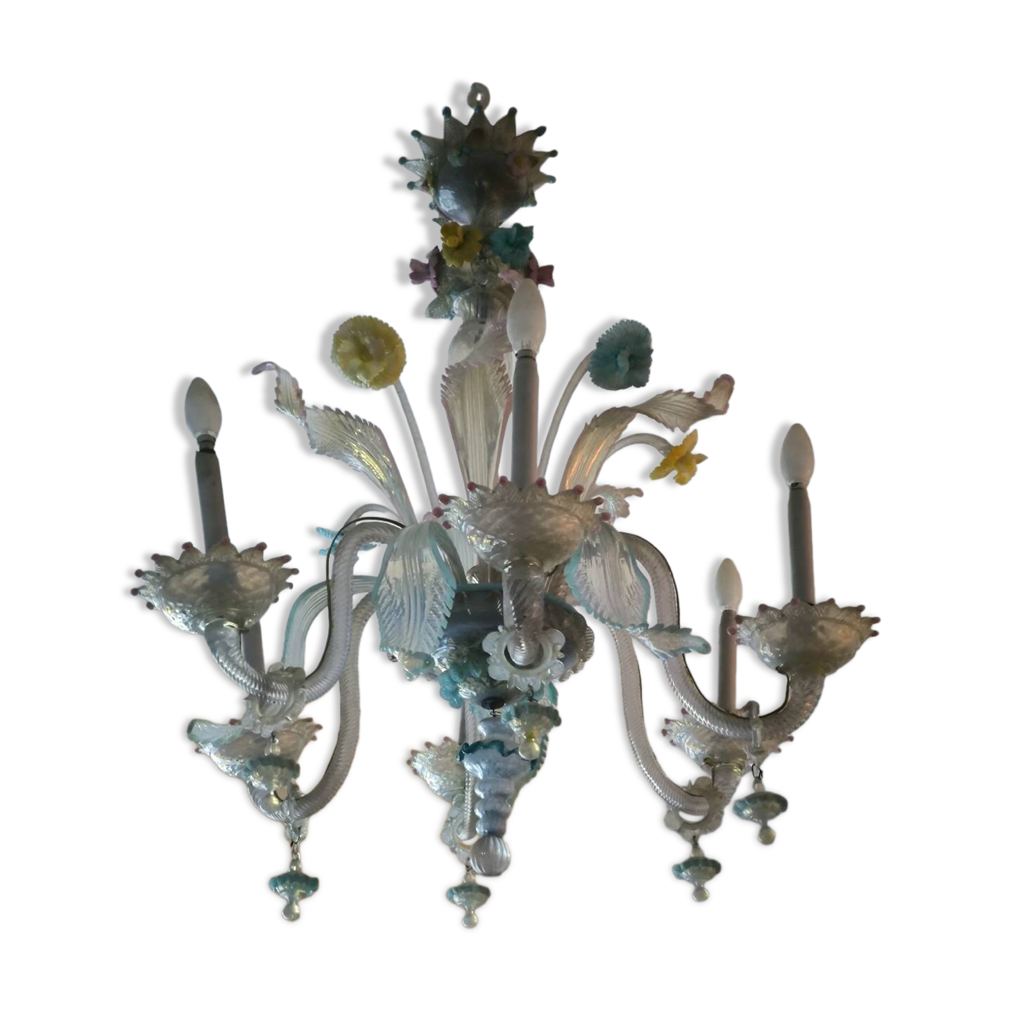 Multicolored Murano glass chandelier circa 1900