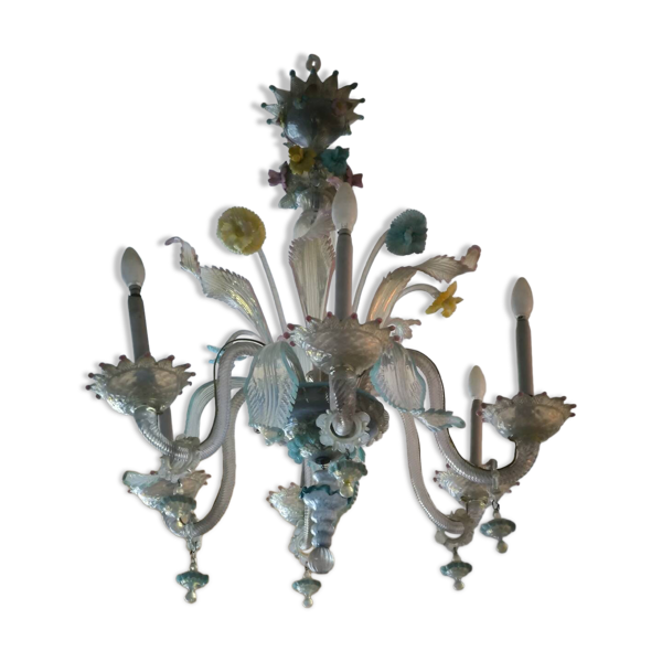 Lustre en verre Murano multicolore vers 1900
