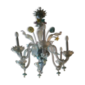 Lustre en verre Murano multicolore vers 1900