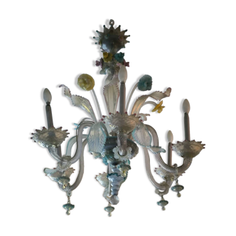 Multi-colored Murano glass chandelier circa 1900