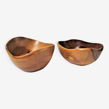 Two wooden cups designed by Jean-Paul Bain Vallauris