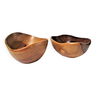 Two wooden cups designed by Jean-Paul Bain Vallauris