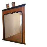 Large Trumeau Mirror XXL in Solid Oak and Black Cornice – 157x128