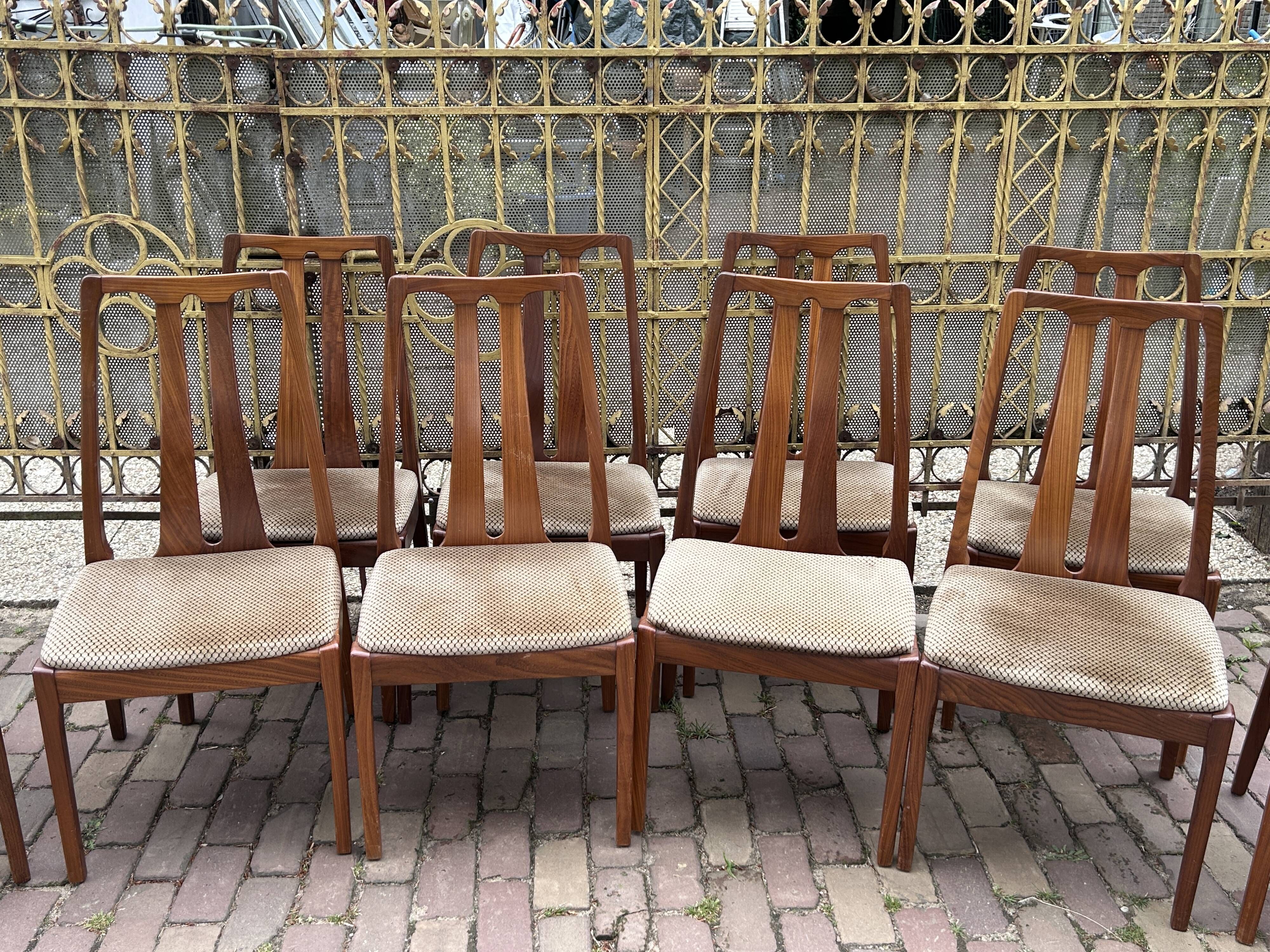Set of 10 Mid-Century Retro Vintage Teak Afromosia Dining Chairs by Nathan