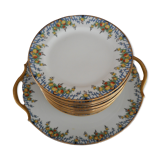 Service with old dessert, main course and 12 plates, porcelain from Limoges