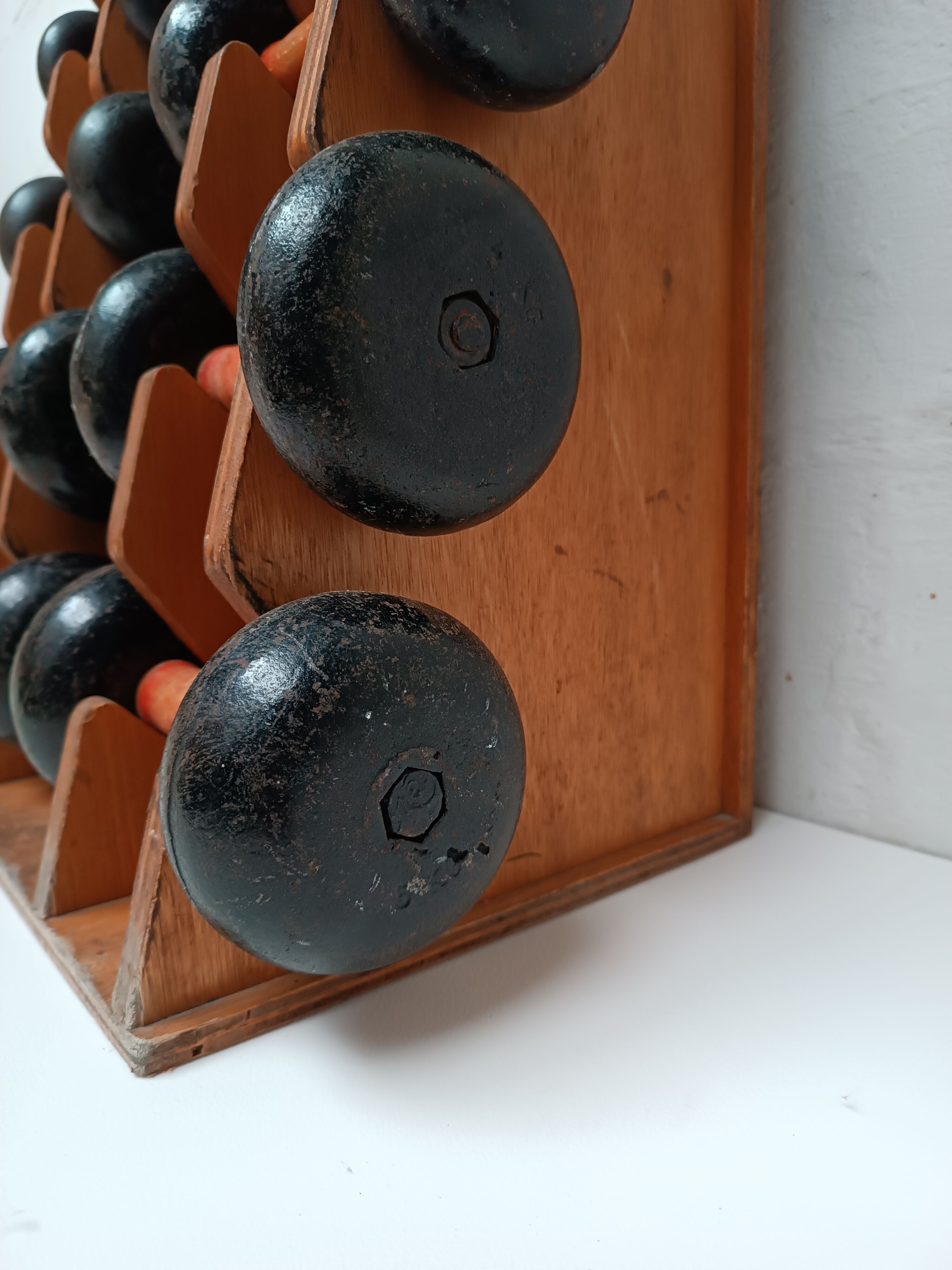 60s dumbbell wall display