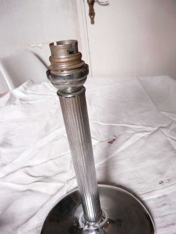 Lampe vintage chrome et globe tulipe verre Clichy