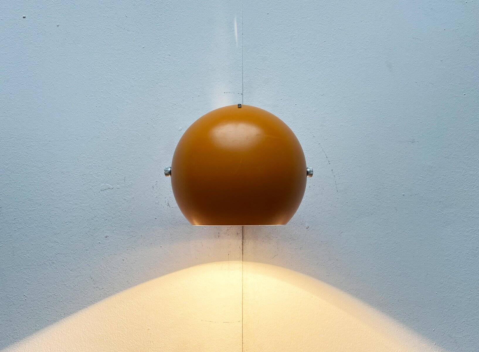 Mid-century Danish space age yellow ball wall lamps by Louis Poulsen, 1960s, set of 3.
