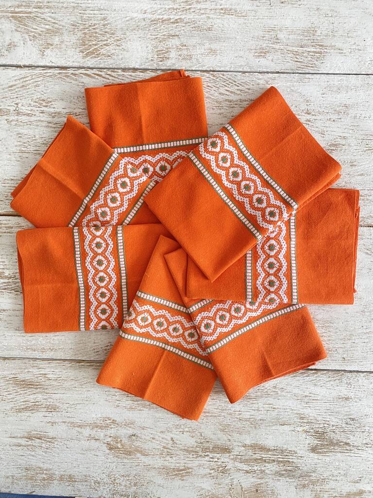 Set of 8 70's Basque style jacquard napkins - 50x47cm - cotton