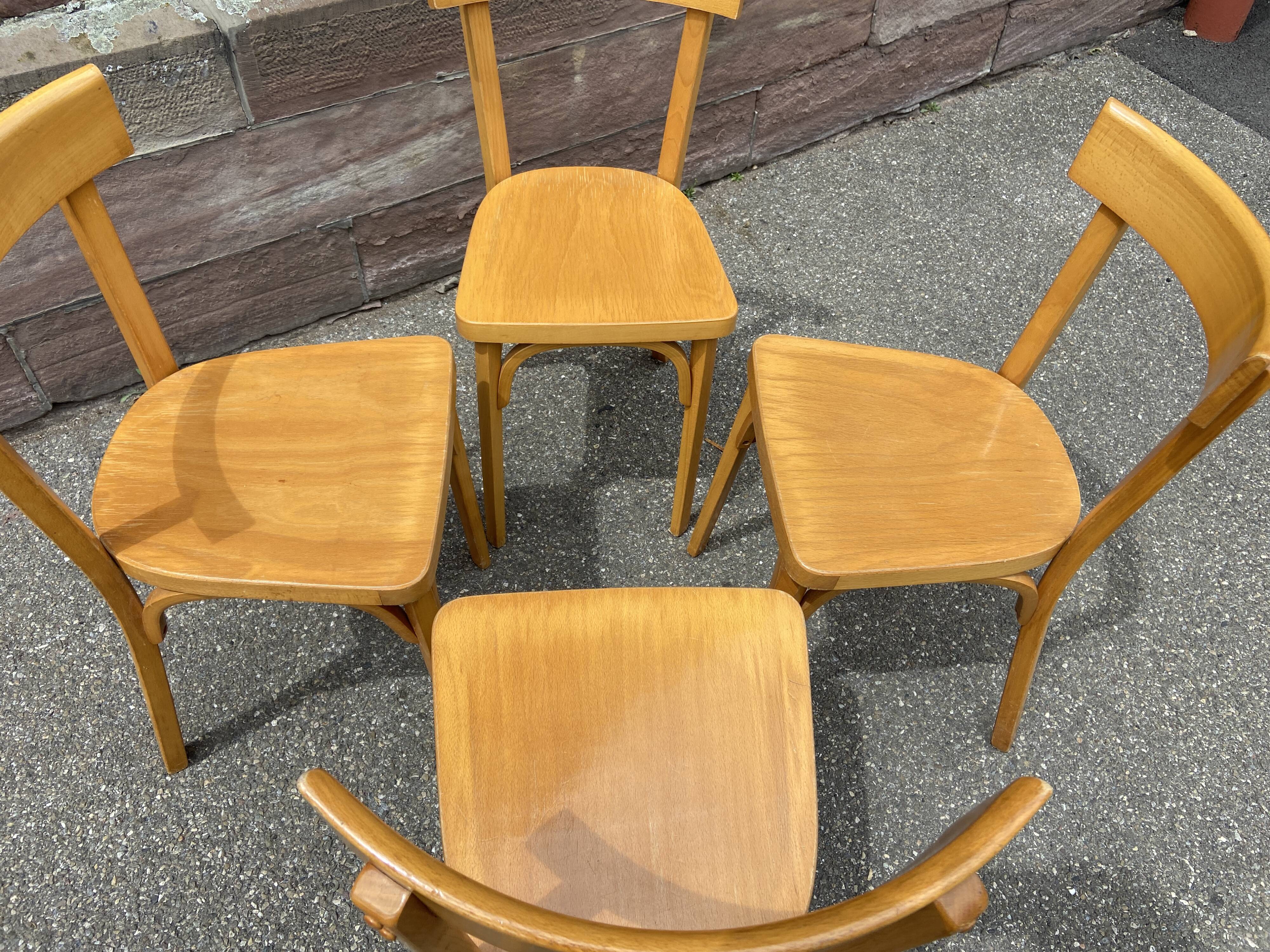 4 Viennese Baumann chairs Curved wood Restaurant Paris bistro