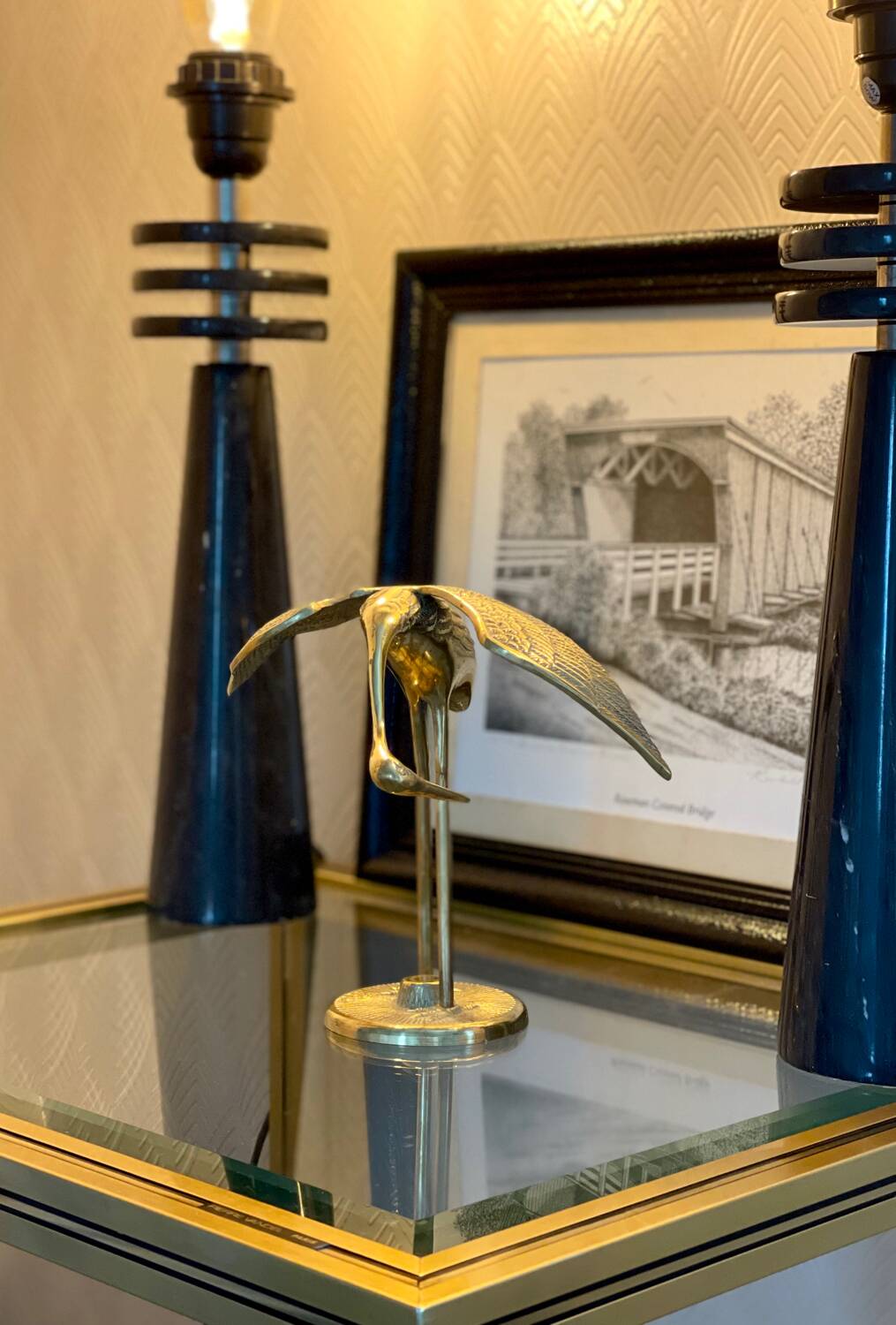 Pair of marble lamps 1980.