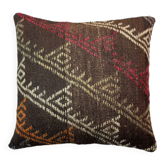 Vintage turkish kilim cushion cover , 55 x 55 cm