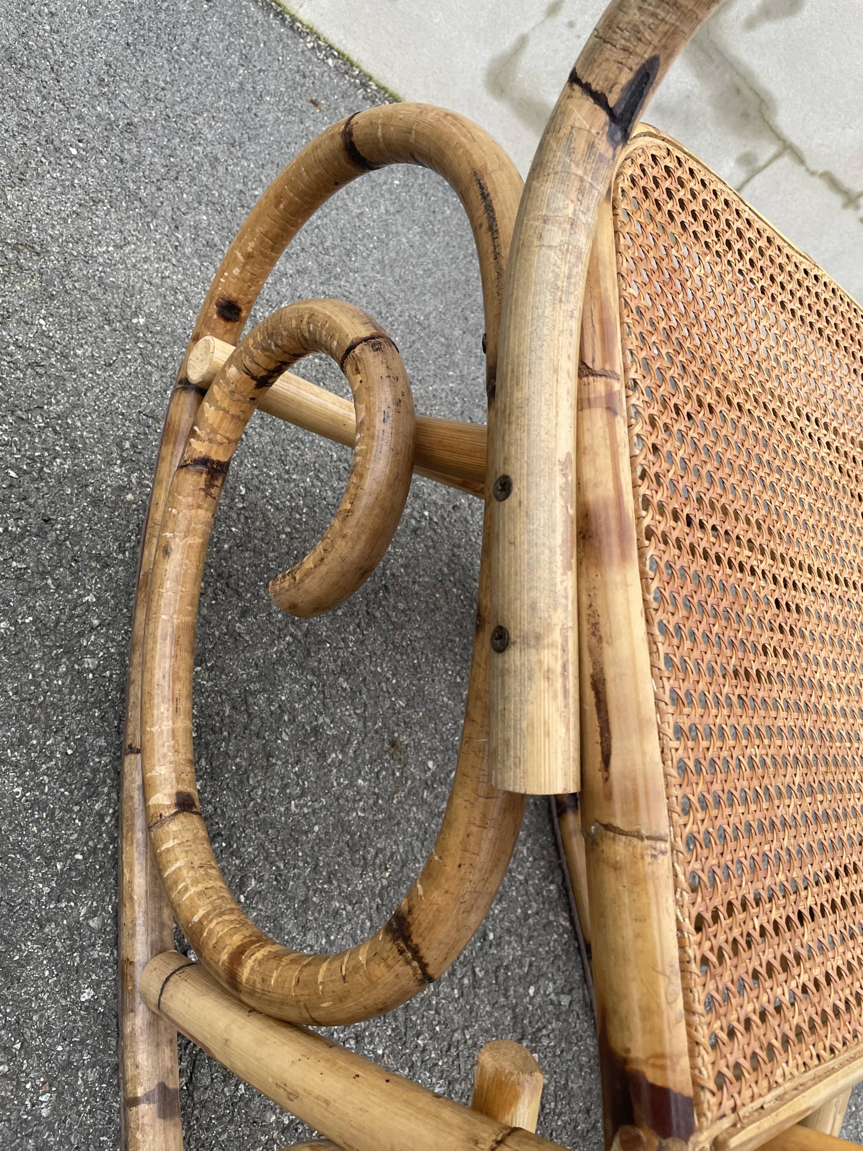Rattan and cane rocking chair