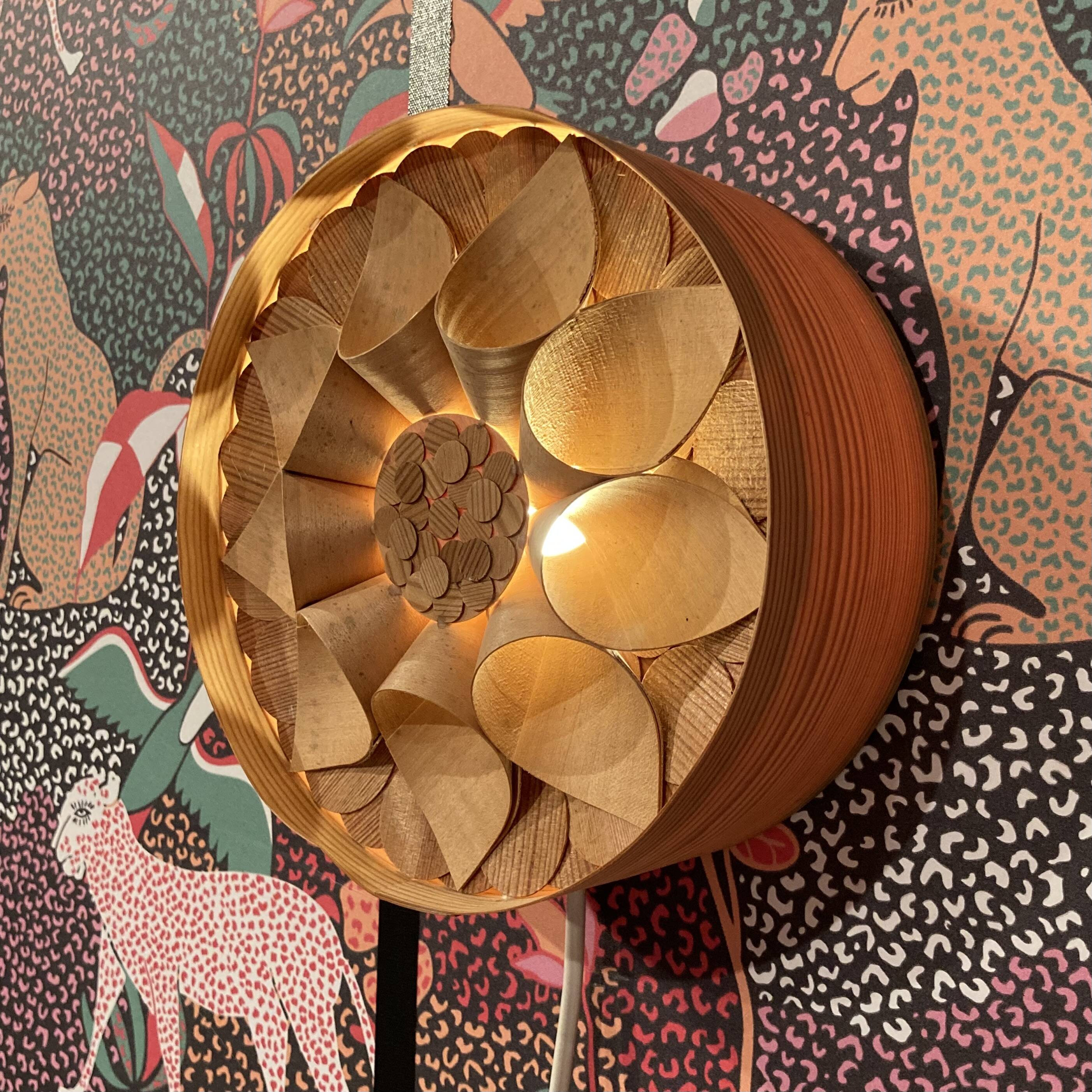 Large wooden wall light, Scandinavian design, 1950s.