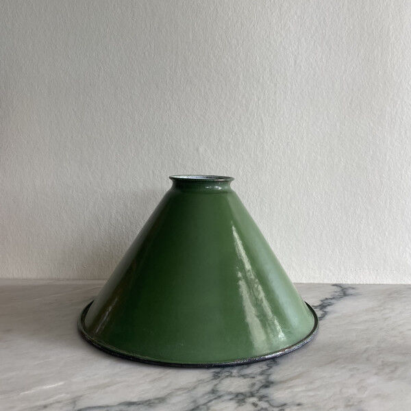 Green enamelled lampshades x4