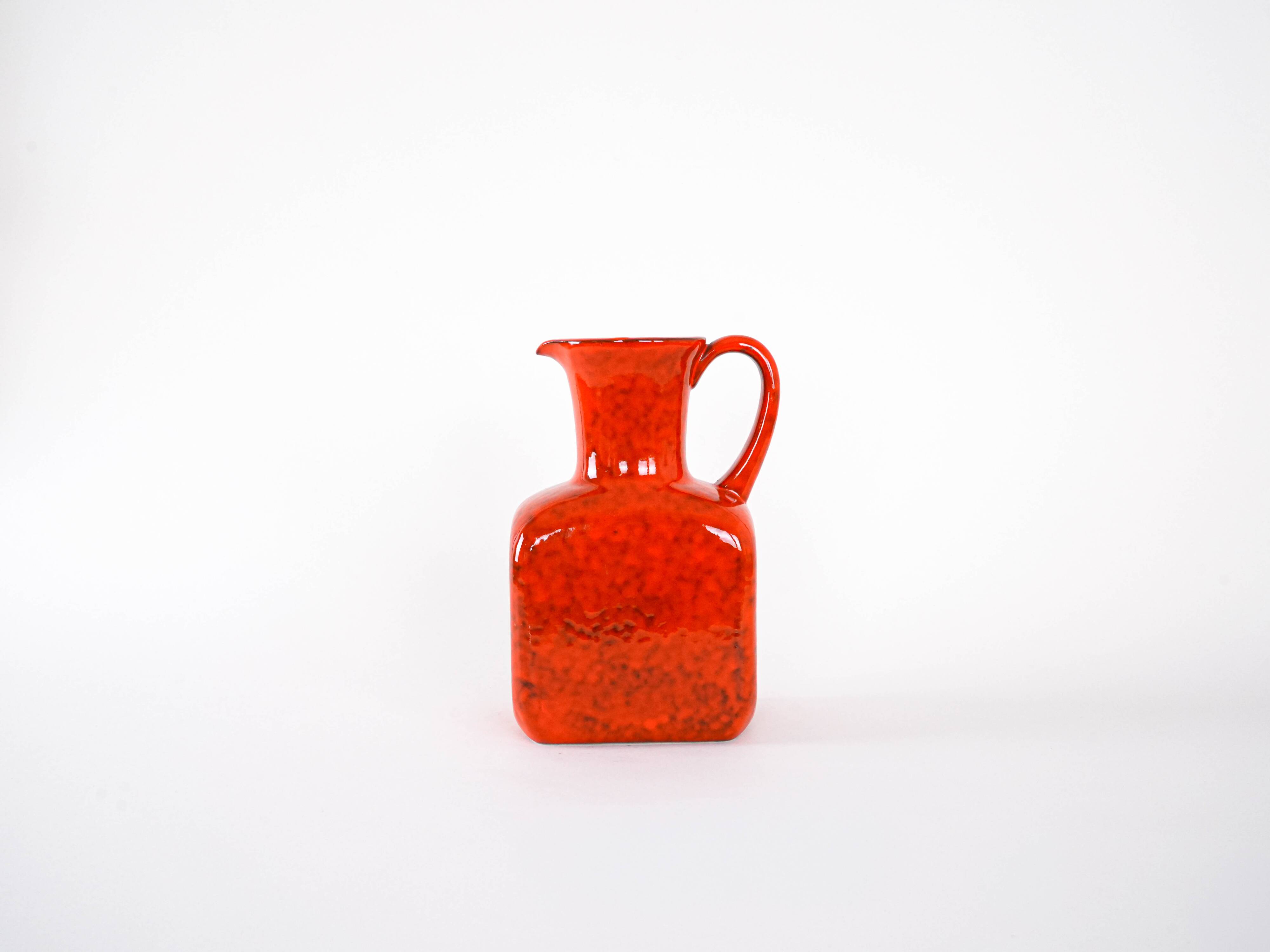 Red ceramic vase, Italian design, 1960s, made in Italy