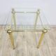 Side table, gold-tone brass, clear glass, France, 1960s.