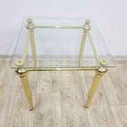 Side table, gold-tone brass, clear glass, France, 1960s.