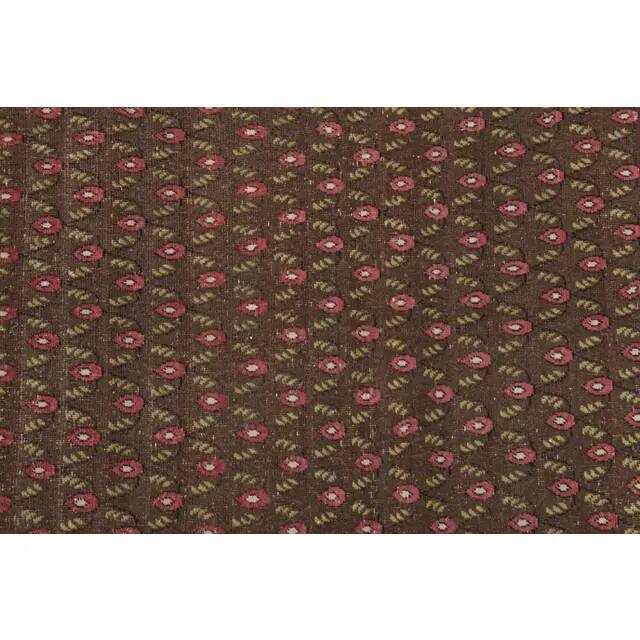 1970s Vintage Turkish Hand-Knotted Wool Cotton Brown Rug 130x194