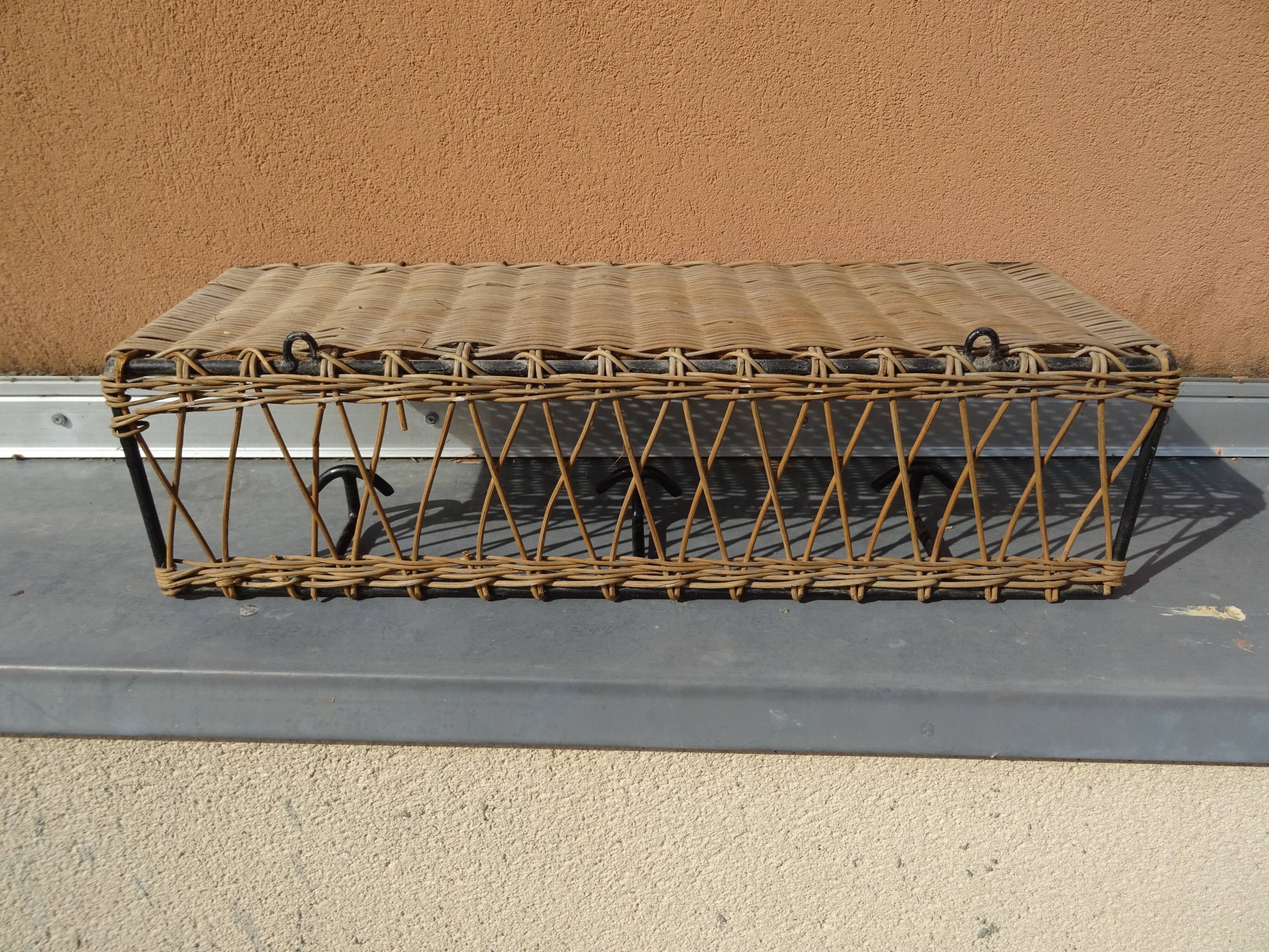 Ferotin coat rack in wicker and metal from the 60s vintage