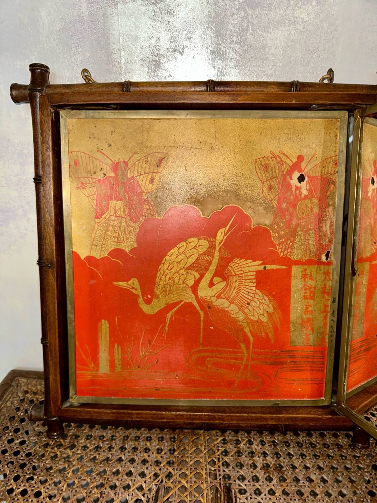 Triptych Mirror Barber Asia Bamboo 1865