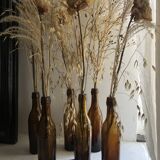Lot de 6 bouteilles en verre fumé brun
