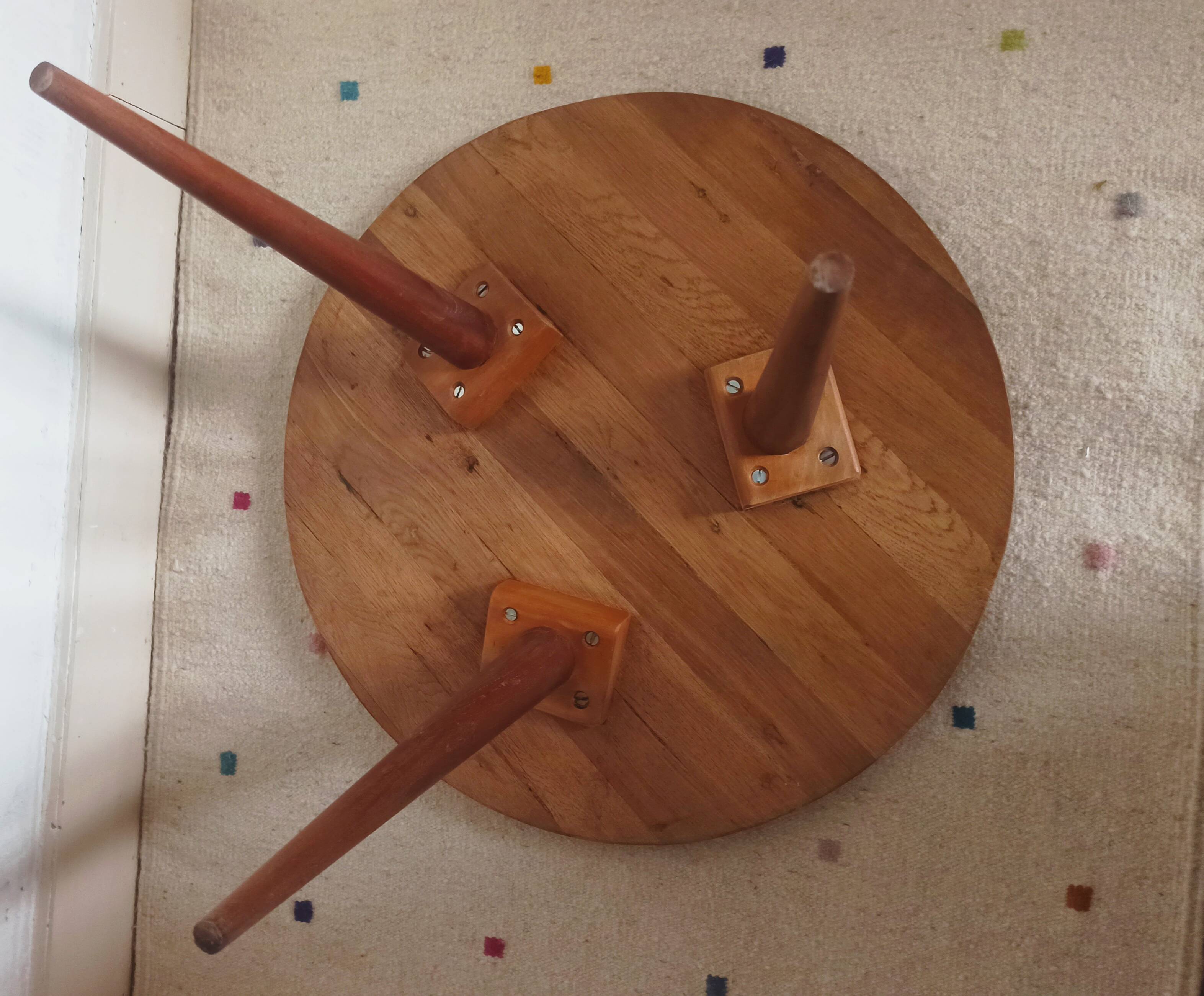 Tripod solid oak coffee table