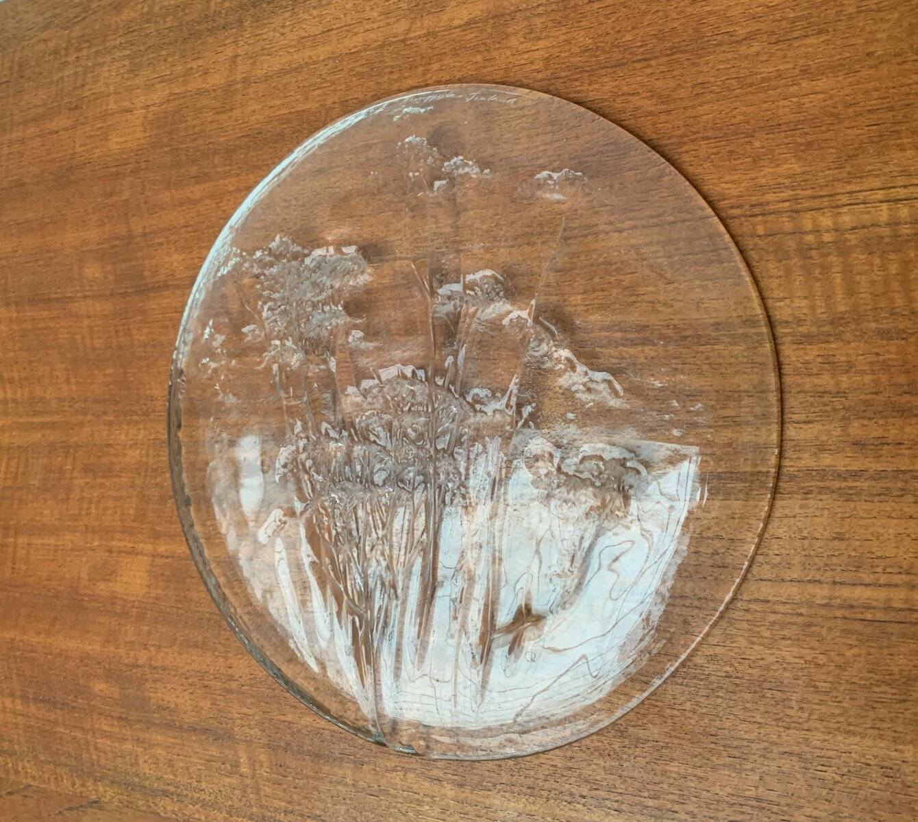 Large Finnish Glass Plate from the Mid-Century by Kaija Aarikka for Humppila