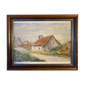 Old painting, farm in Cantal 20th century
