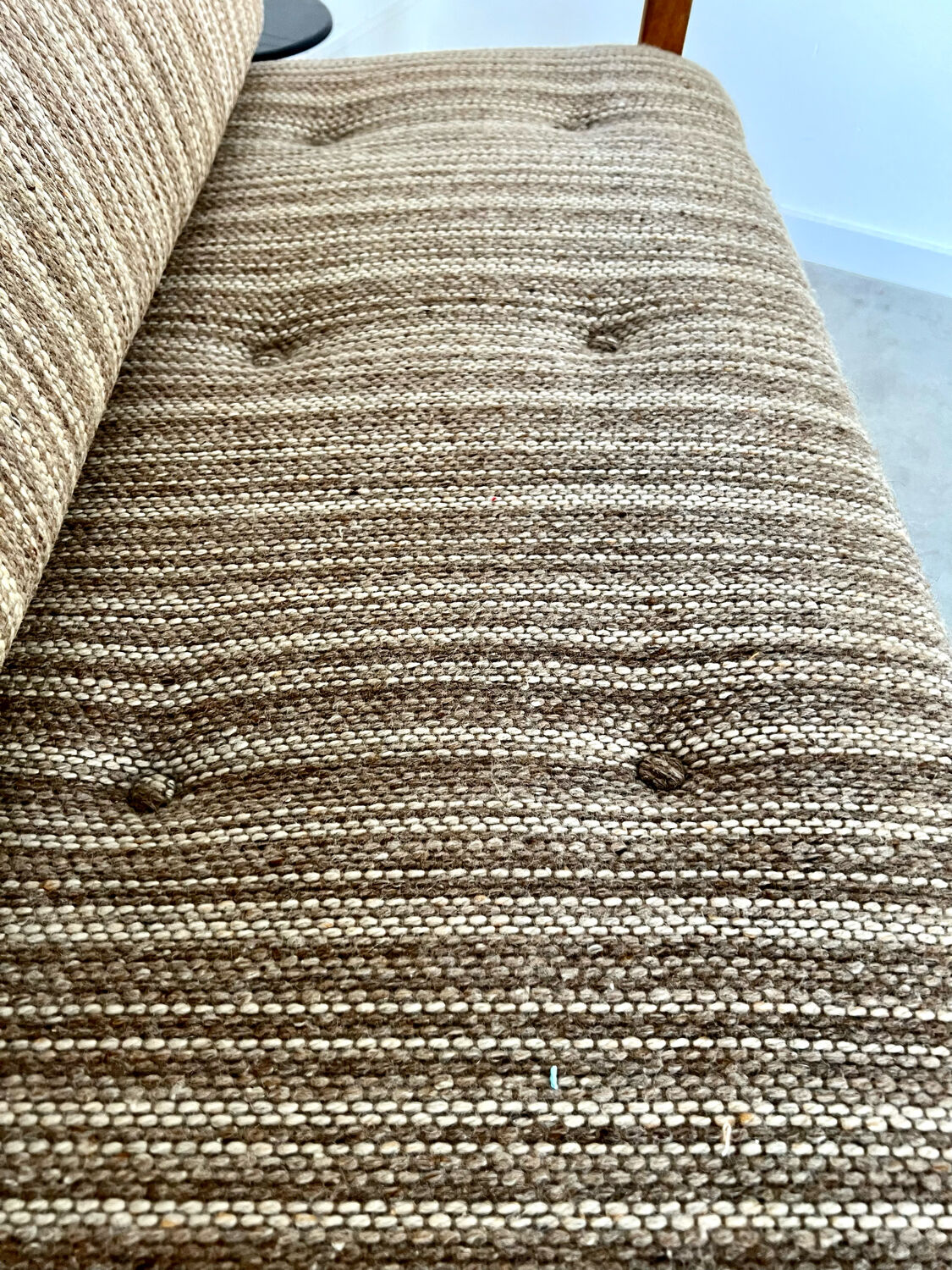 Old wooden sofa vintage brutalist design 60s