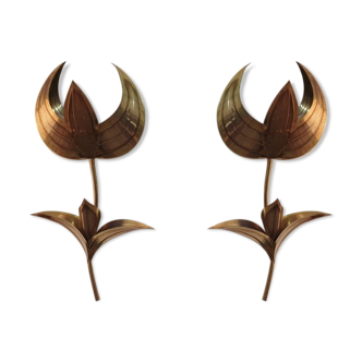 Brass flower sconces