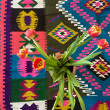 Colorful vintage carpet from Transylvania