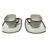 Jl coquet prelude - set of 2 coffee cups with saucer - limoge porcelain.