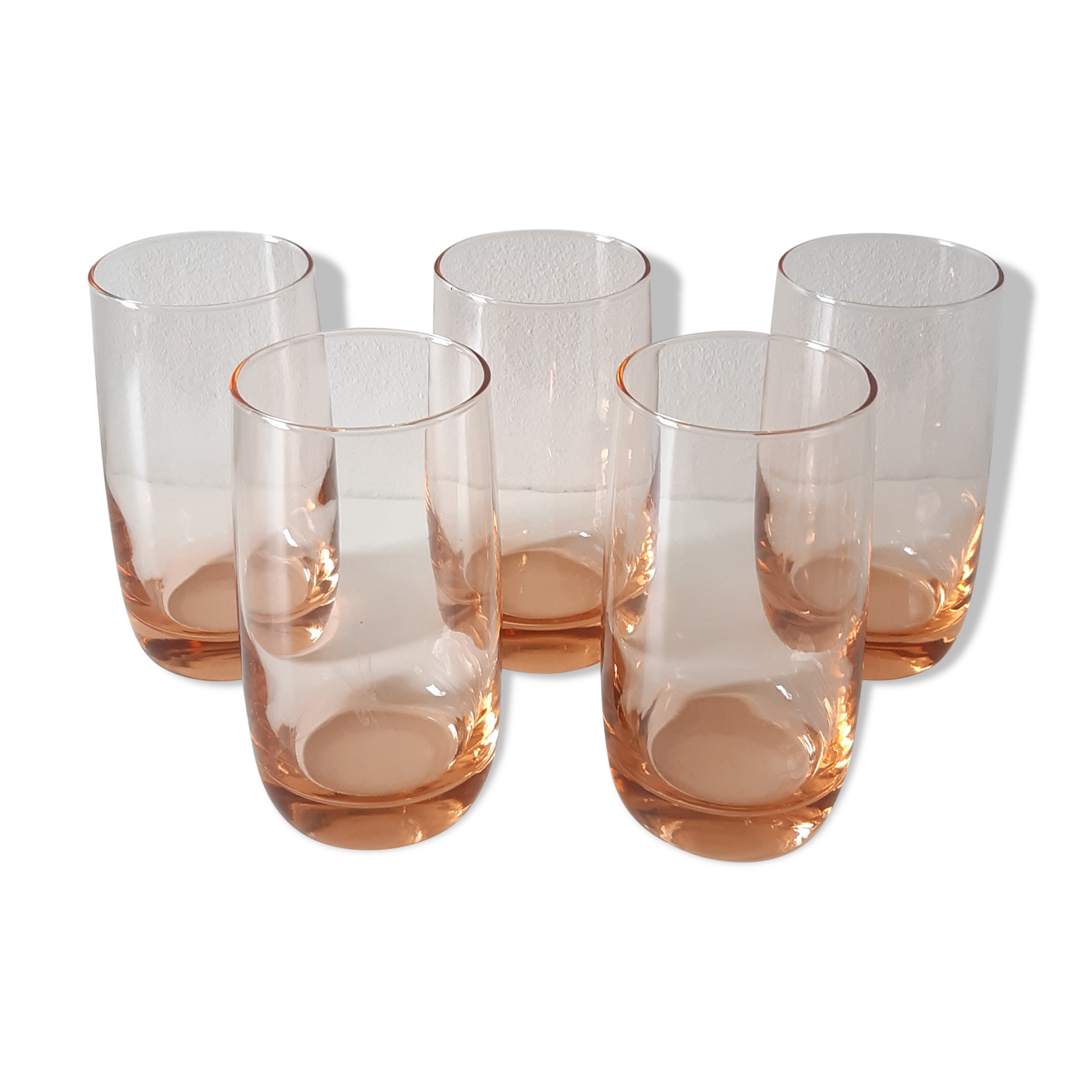 Set of 5 pink water glasses