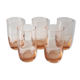 Set of 5 pink water glasses