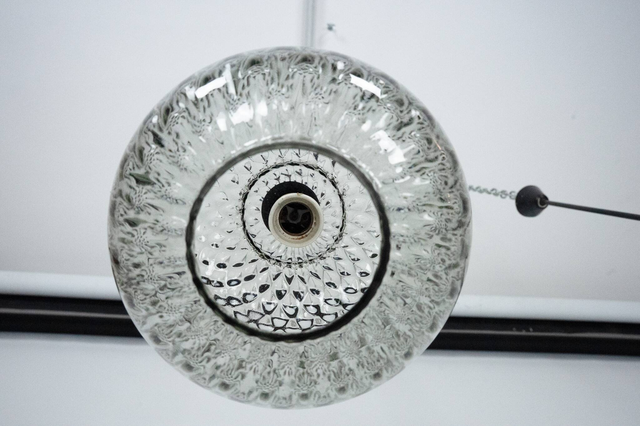 Pair of Mid-Century pendant lamps in smoked Murano glass, Italy, 1950s