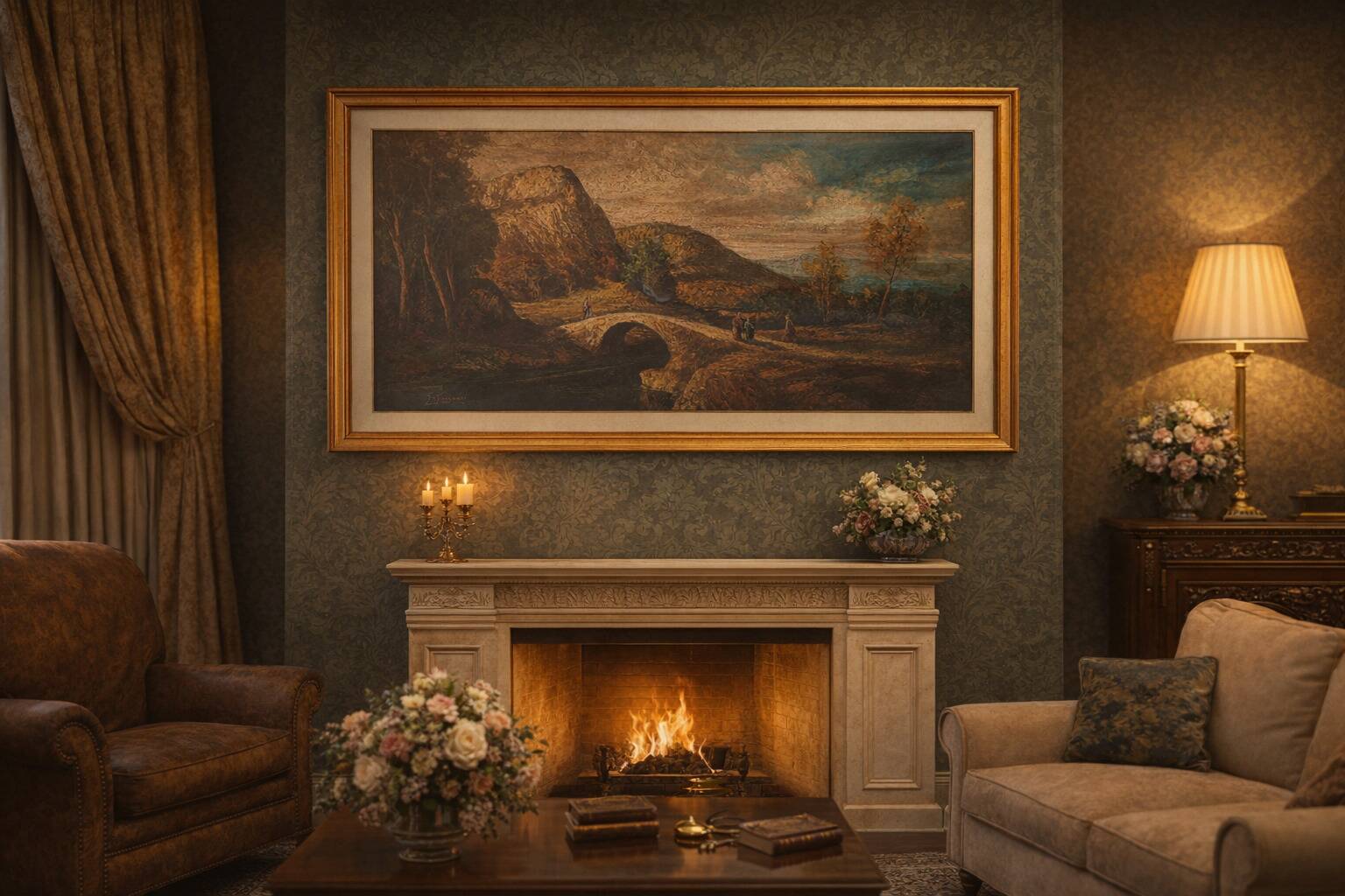 Dipinto a Olio "Paesaggio con Ponte" G. GRIGNANI. 1983