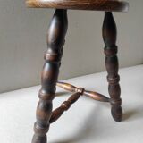 Tripod stool / rustic vintage turned wooden plant door