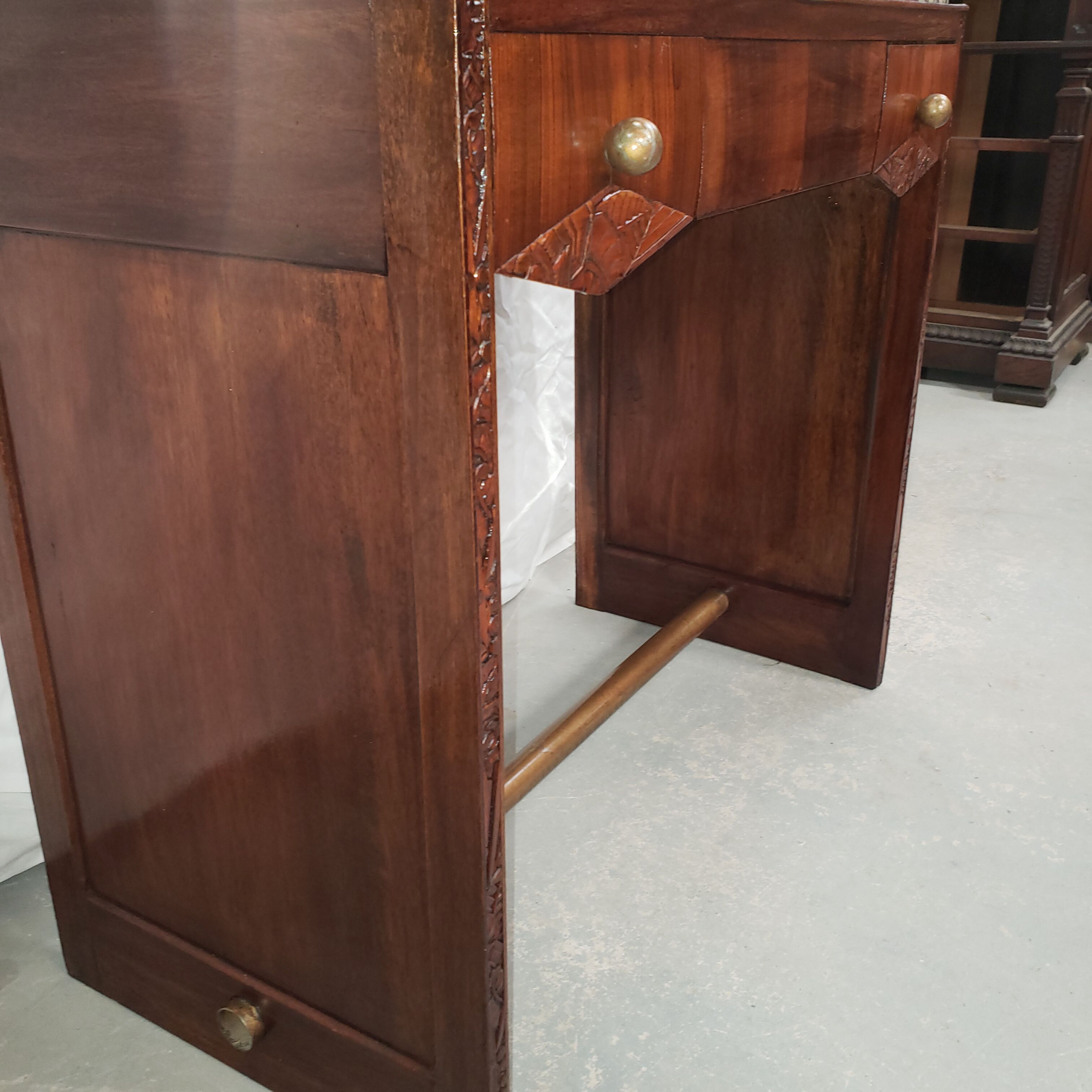 Dressing table art deco in mahogany mirror triptych