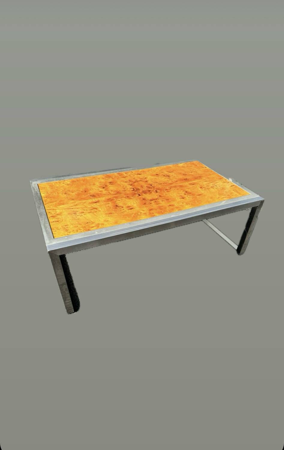 Vintage chrome and wood coffee table, 1970s