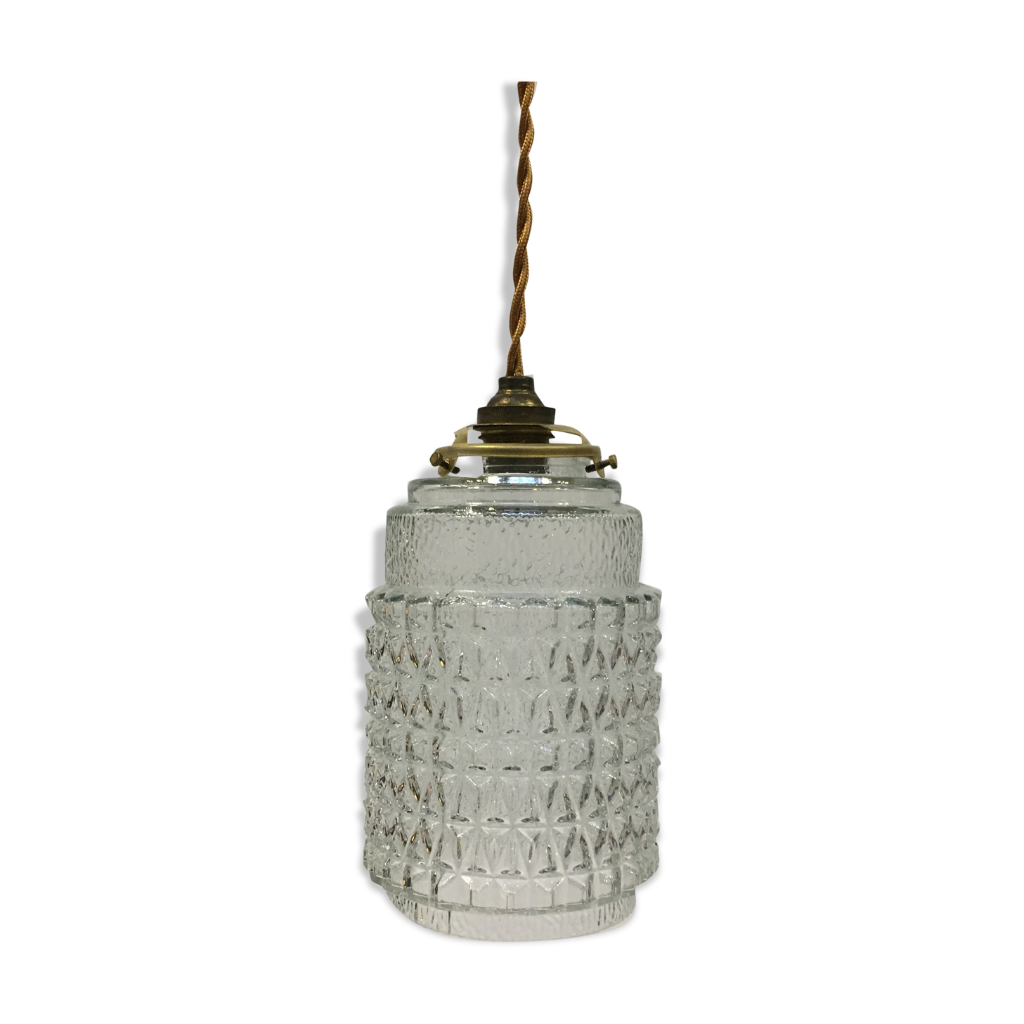 Transparent glass hanging lamp diamond tip pattern