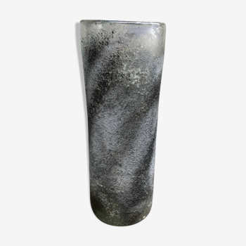 Vase Biot verre bullé patiné gris design 1970