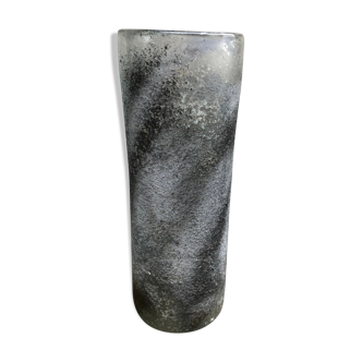 Large vase Biot glass bubbled grey patinated design 1970